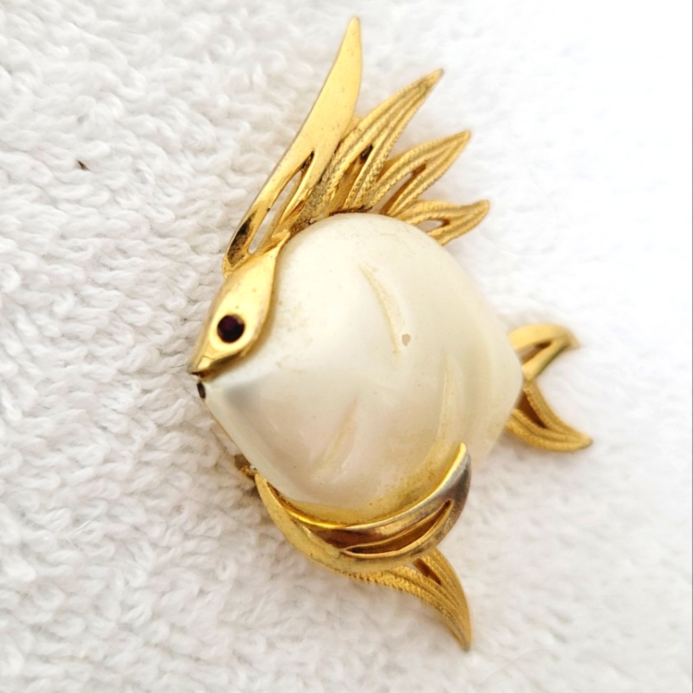 Fish brooch vintage goldtone - Picture 4 of 14